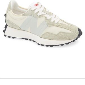 New Balance Off-White and Light Green Sneakers